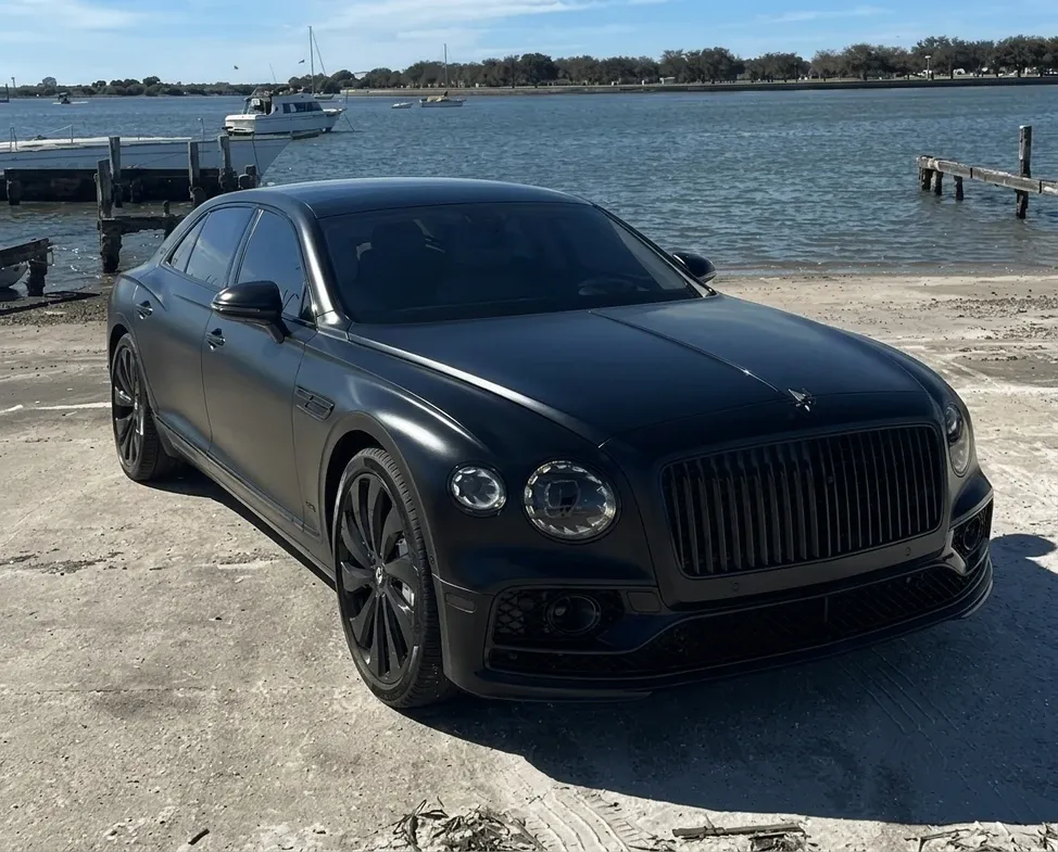 Black Bentley Mulsanne wedding car rental #4