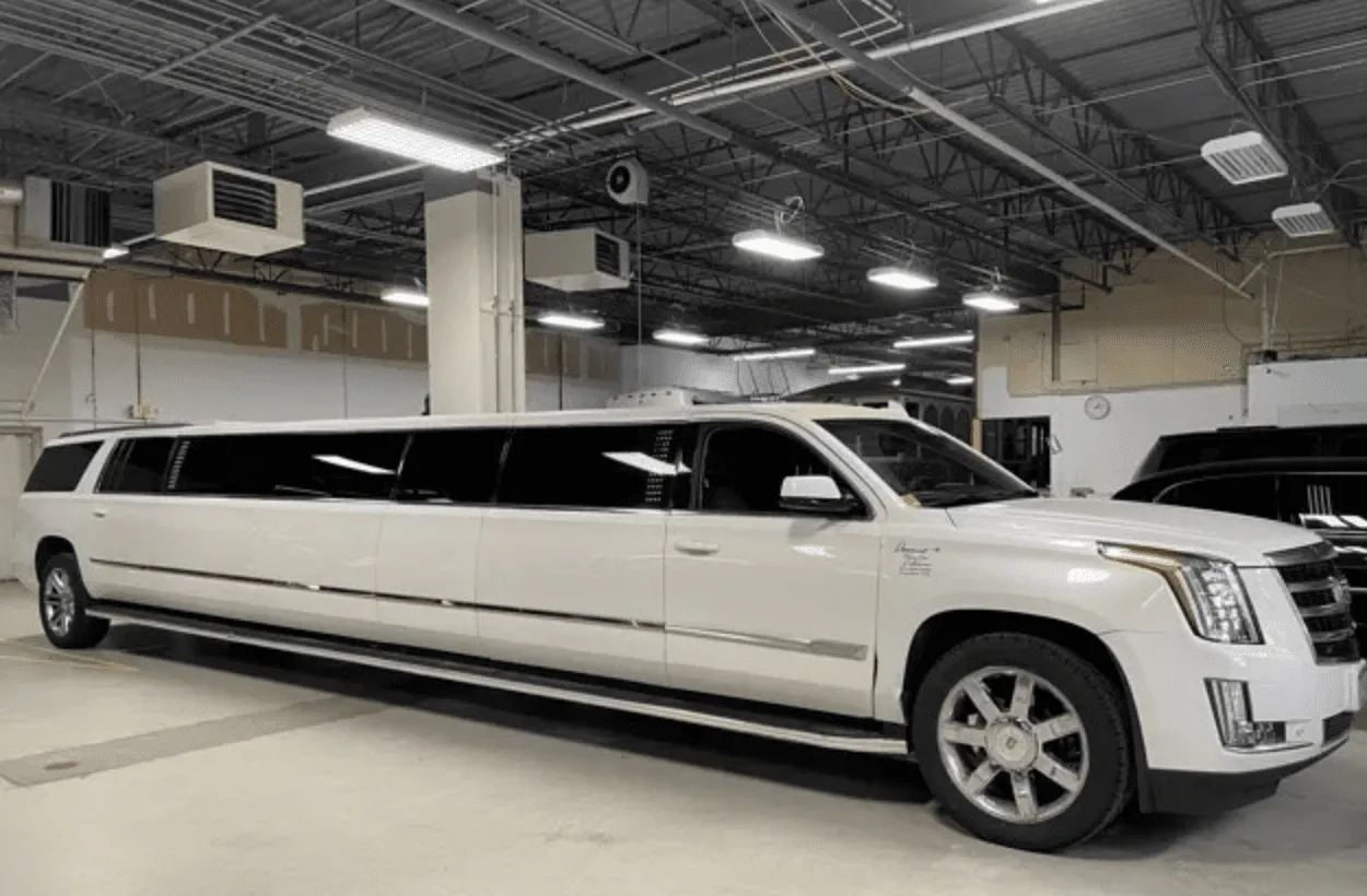 White Cadillac Escalade Limo for limo rental in Florida