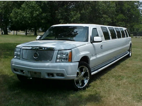 Cadillac Escalade Limousine White Cadillac Escalade Limousine rental: tinted windows and running boards