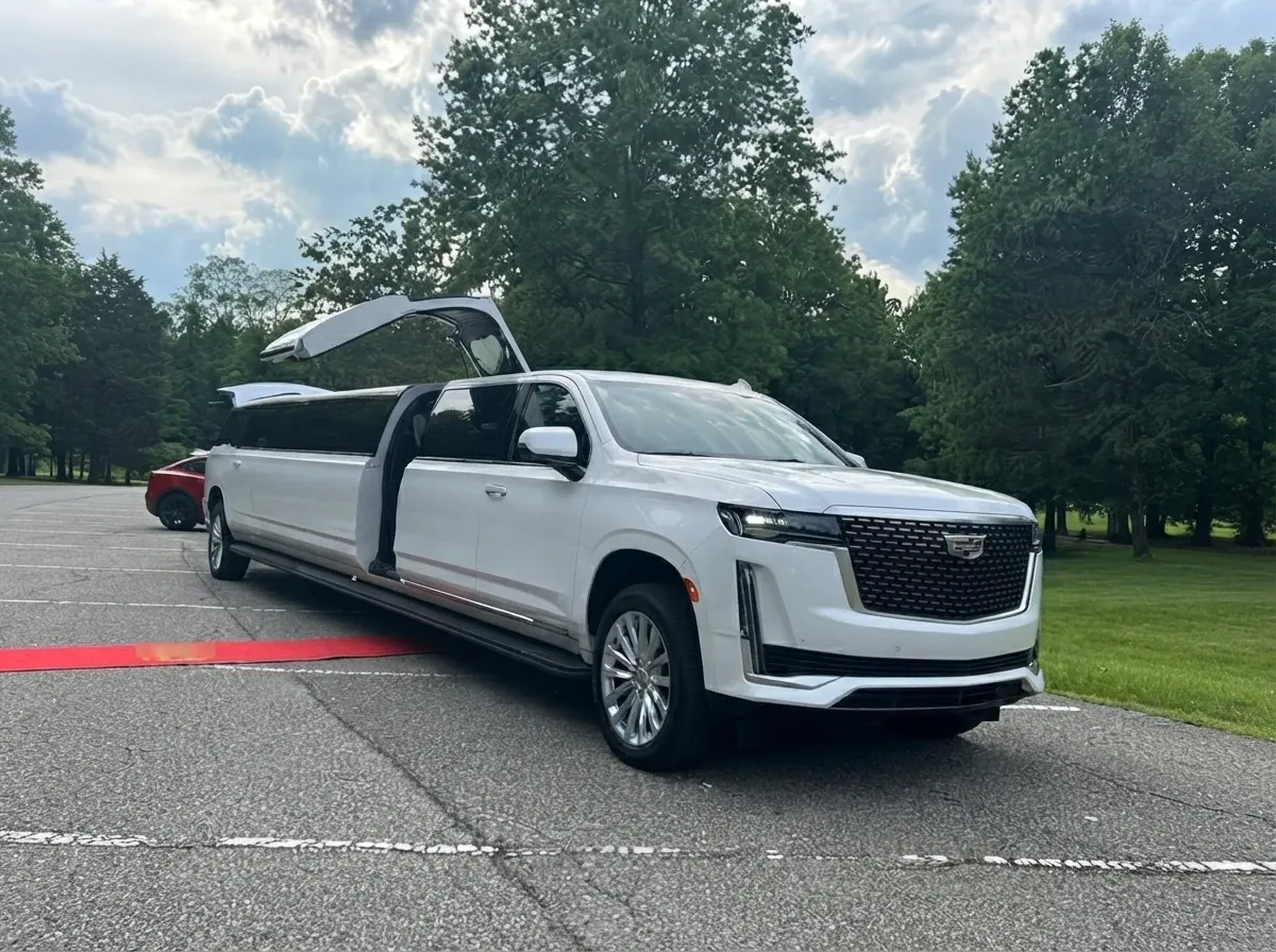 White Cadillac Escalade Limousine rental