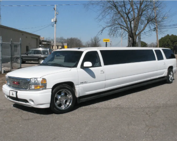 White GMC Denali Limousine exterior, photo 2 for limo rental
