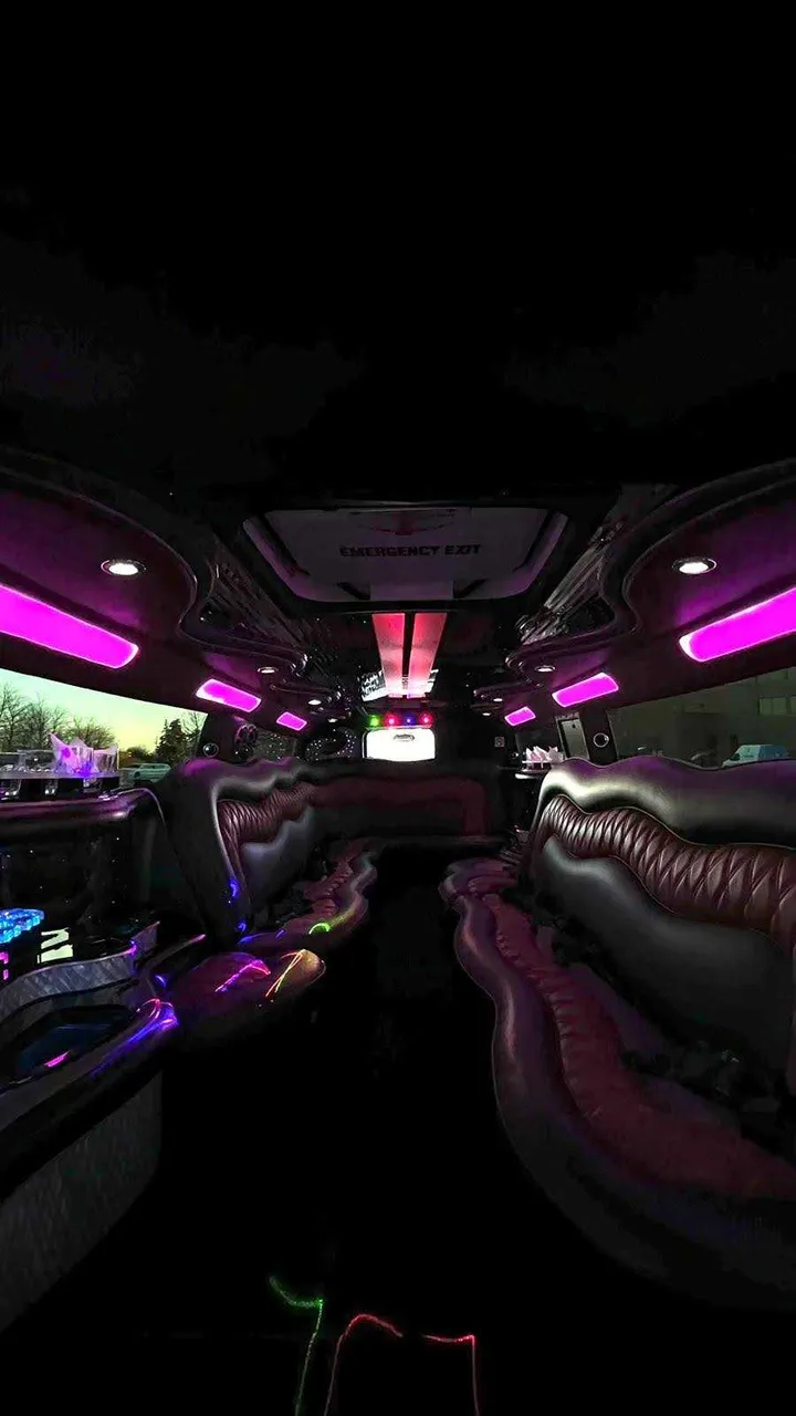 Hummer H2 limo interior for limo rental in Massac County, IL