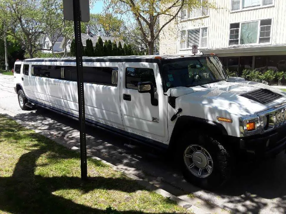 White Hummer H2 limo for limo rental in Massac County, IL