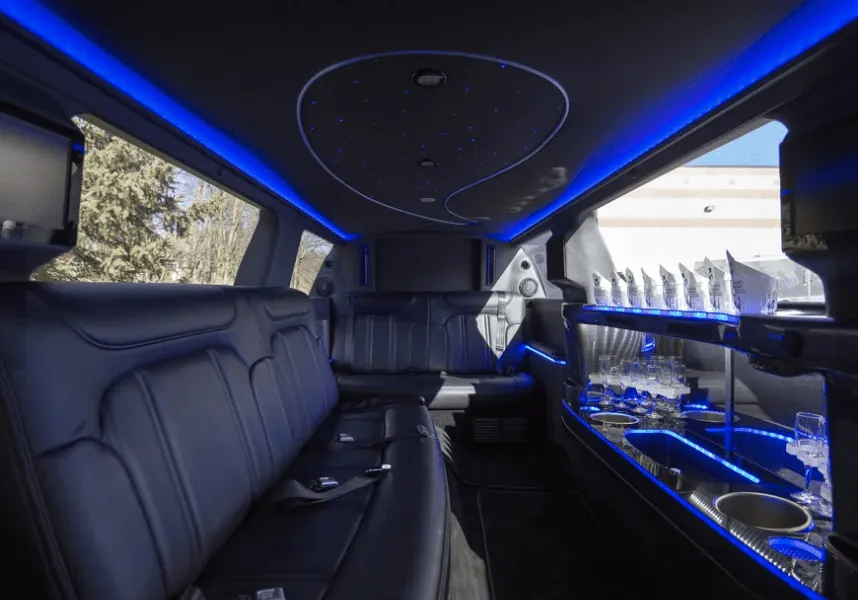 Lincoln MKT Limo interior for limo rental in Ogle County, IL