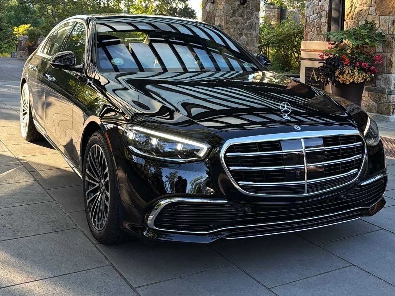 Black Mercedes-Benz S-Class wedding car rental #2