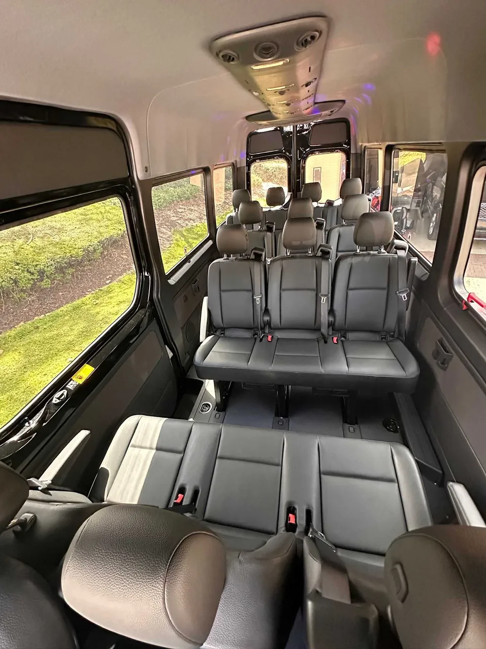 Mercedes-Benz Limousine Sprinter rental, interior view: passenger seat belts