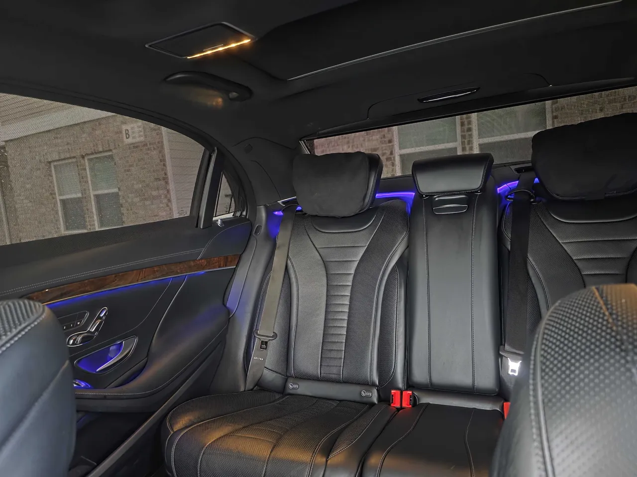 Mercedes S550 'Duchess' interior with LED accent lighting for wedding car rental