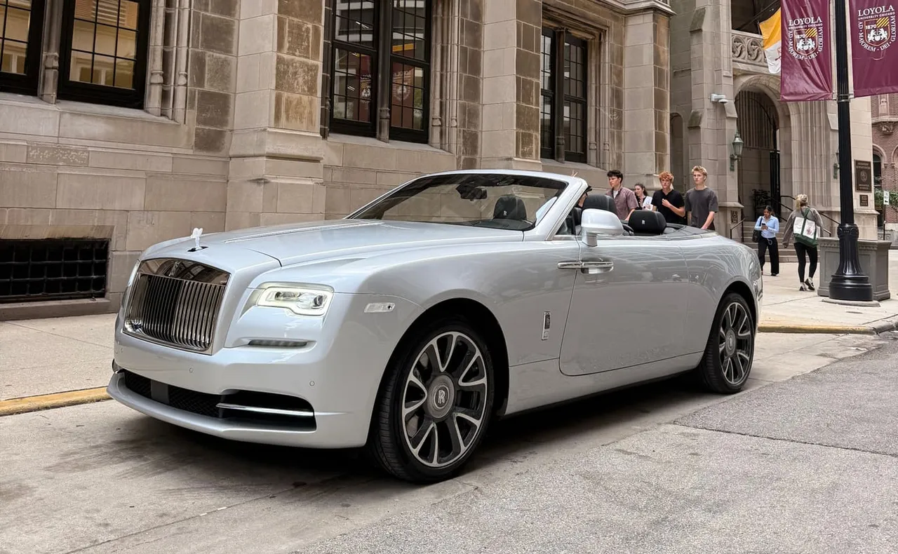 Silver Rolls-Royce Dawn wedding car rental #2