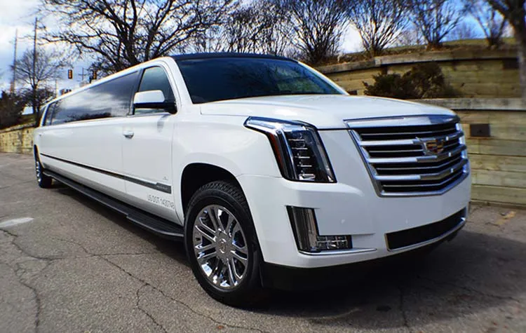White Cadillac Escalade Stretch Limousine — 18 Passengers for limo rental