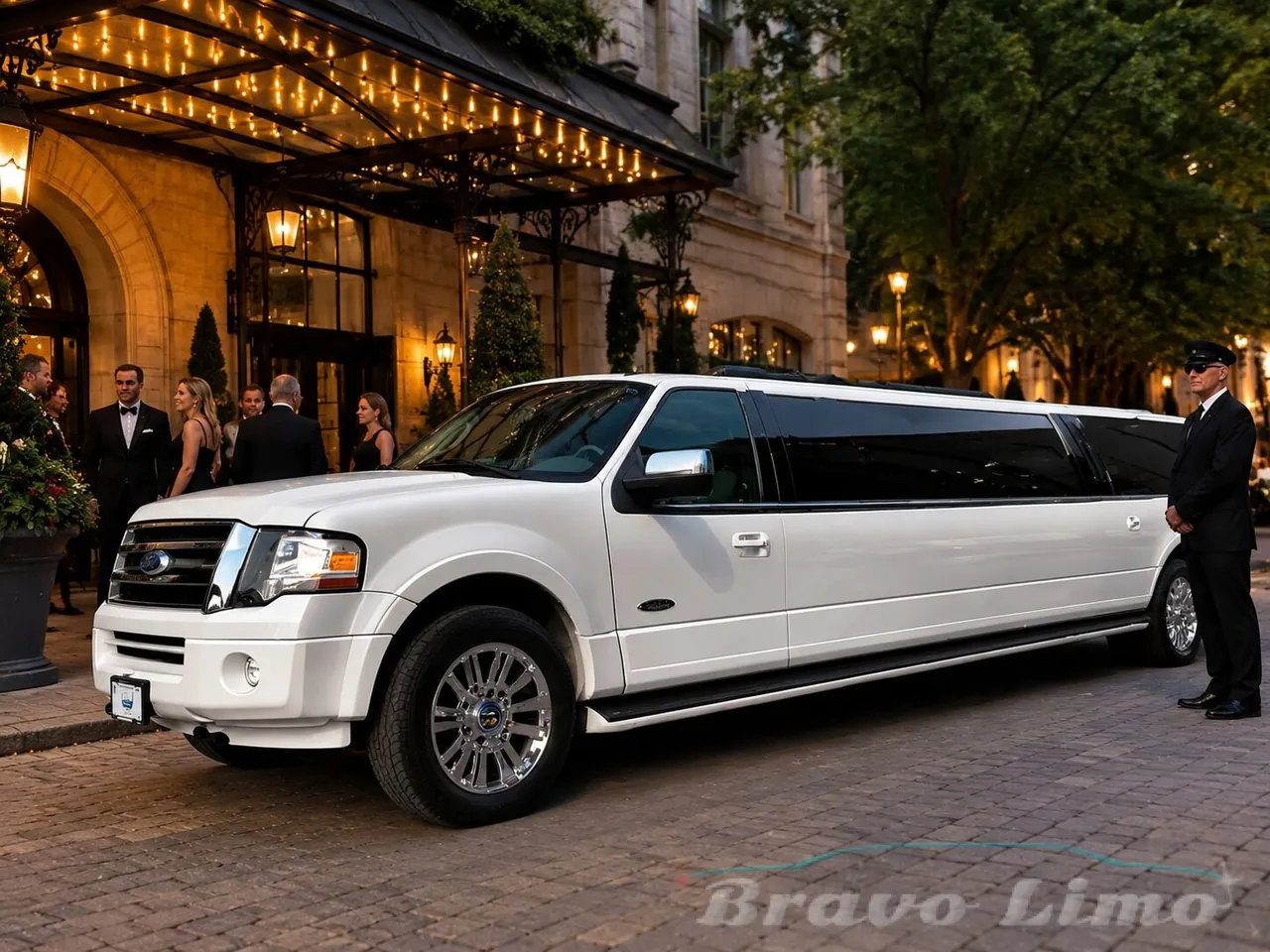 White Ford Expedition Limousine — 14 Comfort / 16 Maximum for limo rental