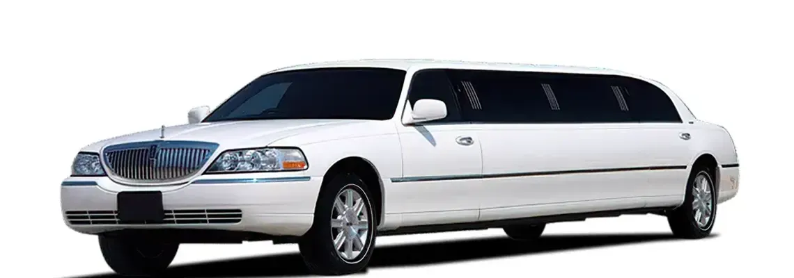White Lincoln Stretch Limousine — 10 Passengers for limo rental